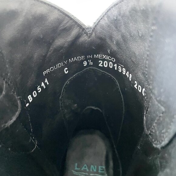 Lane DOLLY Womens Cowboy Bootie 9.5 Black Leather Western Cowgirl Short Boots - Picture 10 of 12